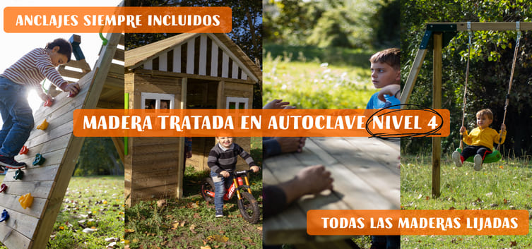 Juegos al aire libre y exterior TOPLUDI. Columpios, Camas elásticas, Coches  de pedales. Toboganes, Karts, circuitos calistenia y agility.