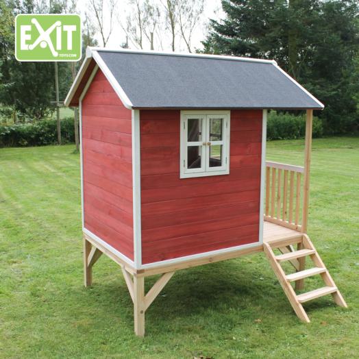 Casita-de-madeira-Loft-Red-elevada-foto-detrás