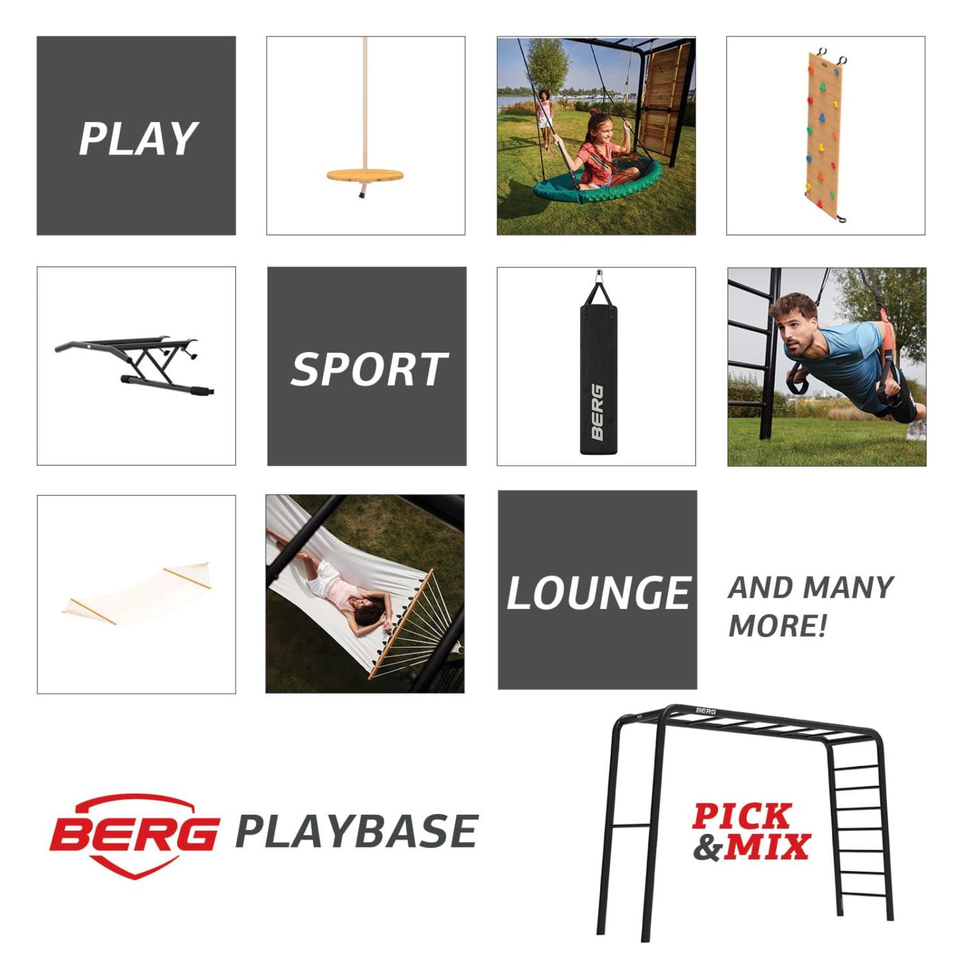 Parque metálico BERG Playbase jugar , hacer deporte, descansar para toda la familia