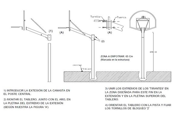 Canasta de baloncesto fija antivandálica