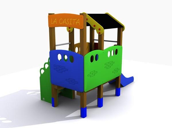 parque infantil casita con tobogán para niños pequeños