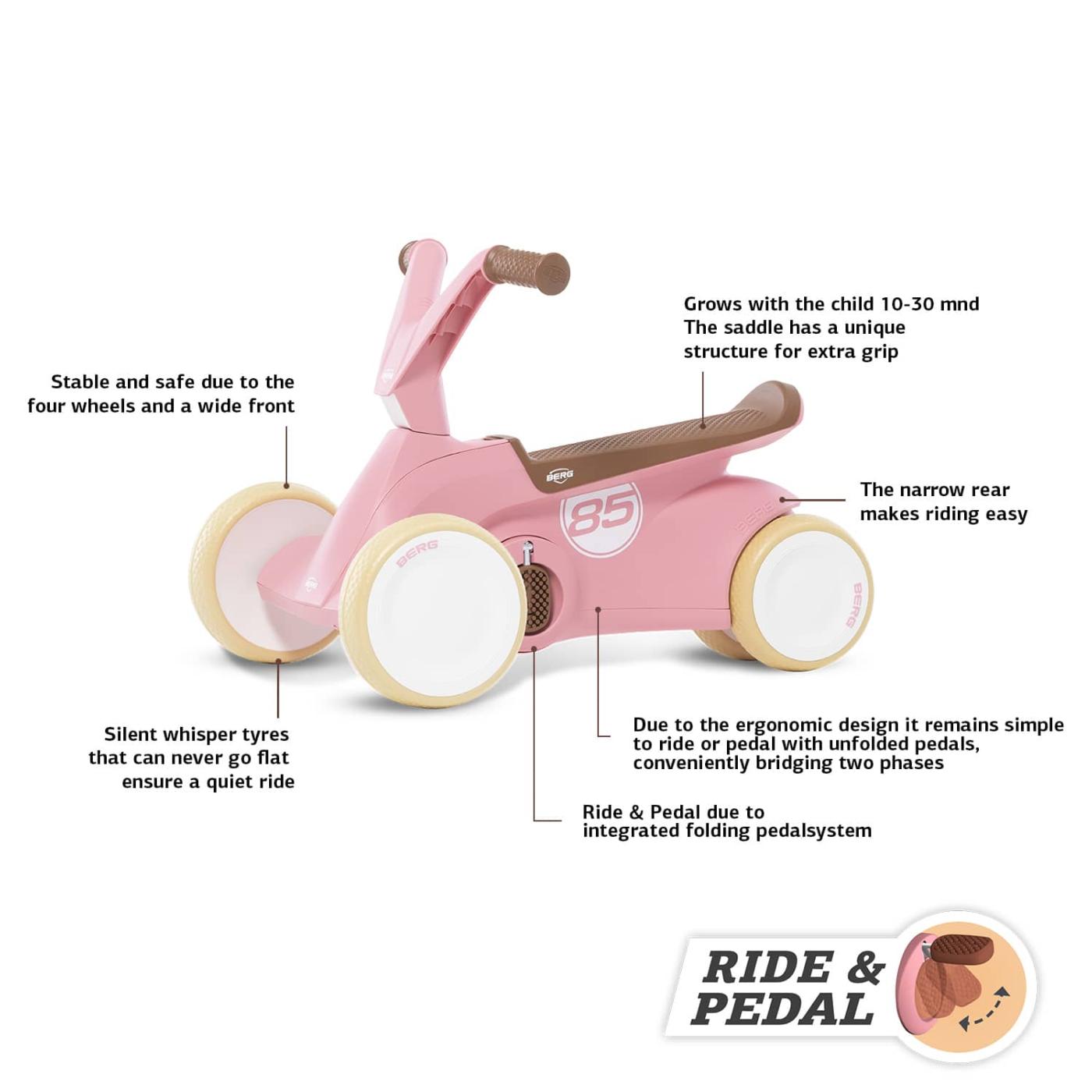 moto infantil amb pedals BERG Go2 Retro Pink