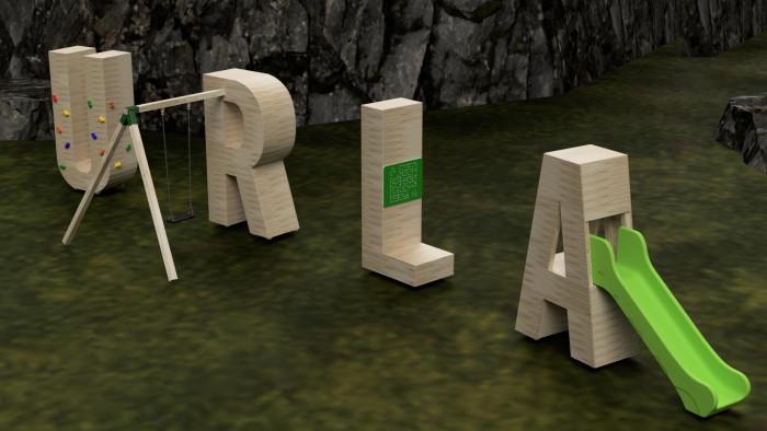 Parque infantil letra gigante de madera pintada con tobogan MASGAMES ALPHAPLAY 2
