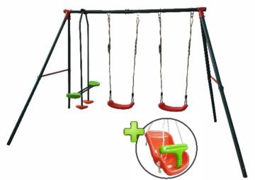 Baloiço triple metal yuca com assento de crianças