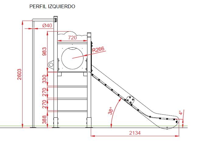 medida perfil izquierdo parque infantil multideporte