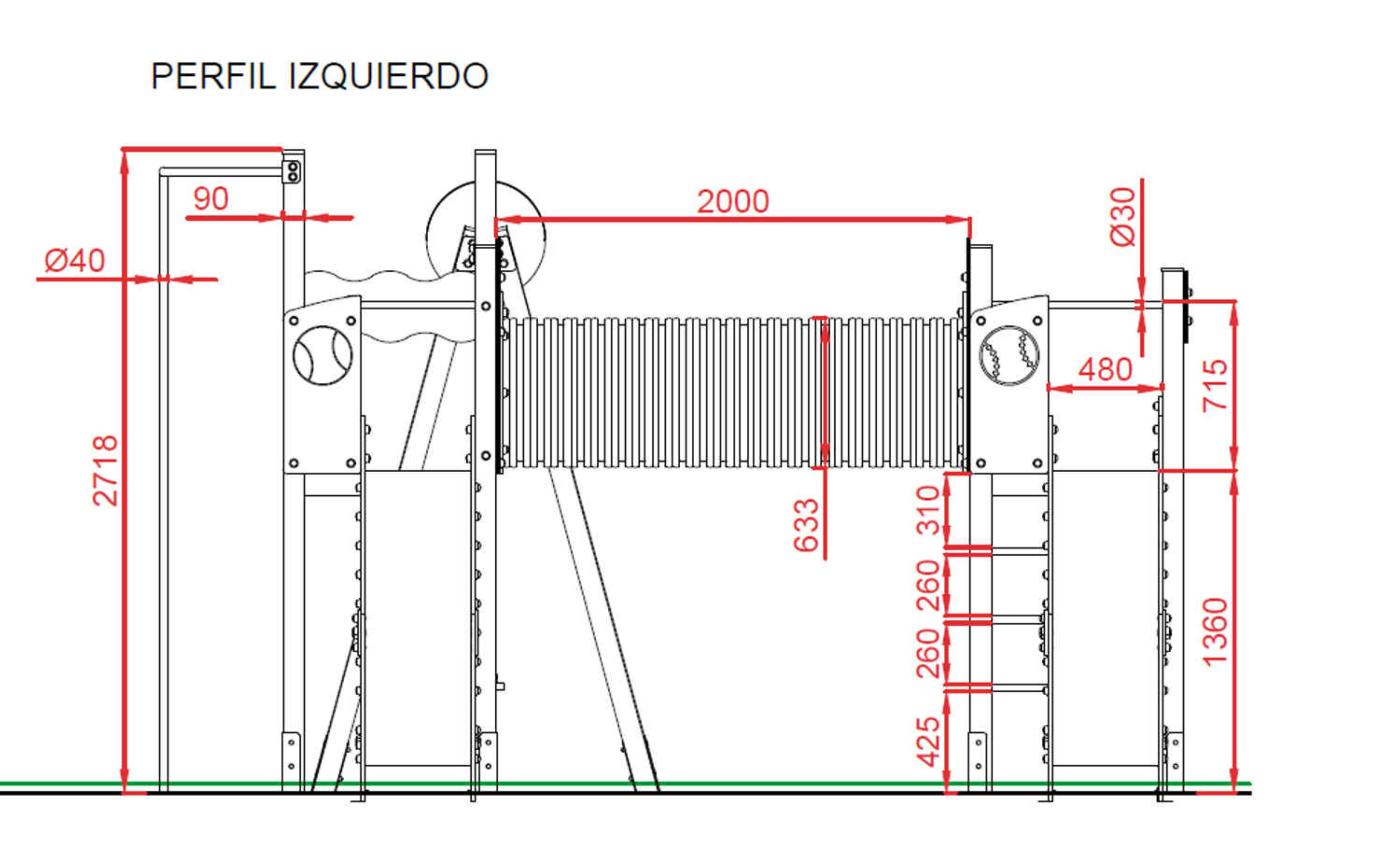 Medida perfil izquierdo parque infantil olimpico uso público 