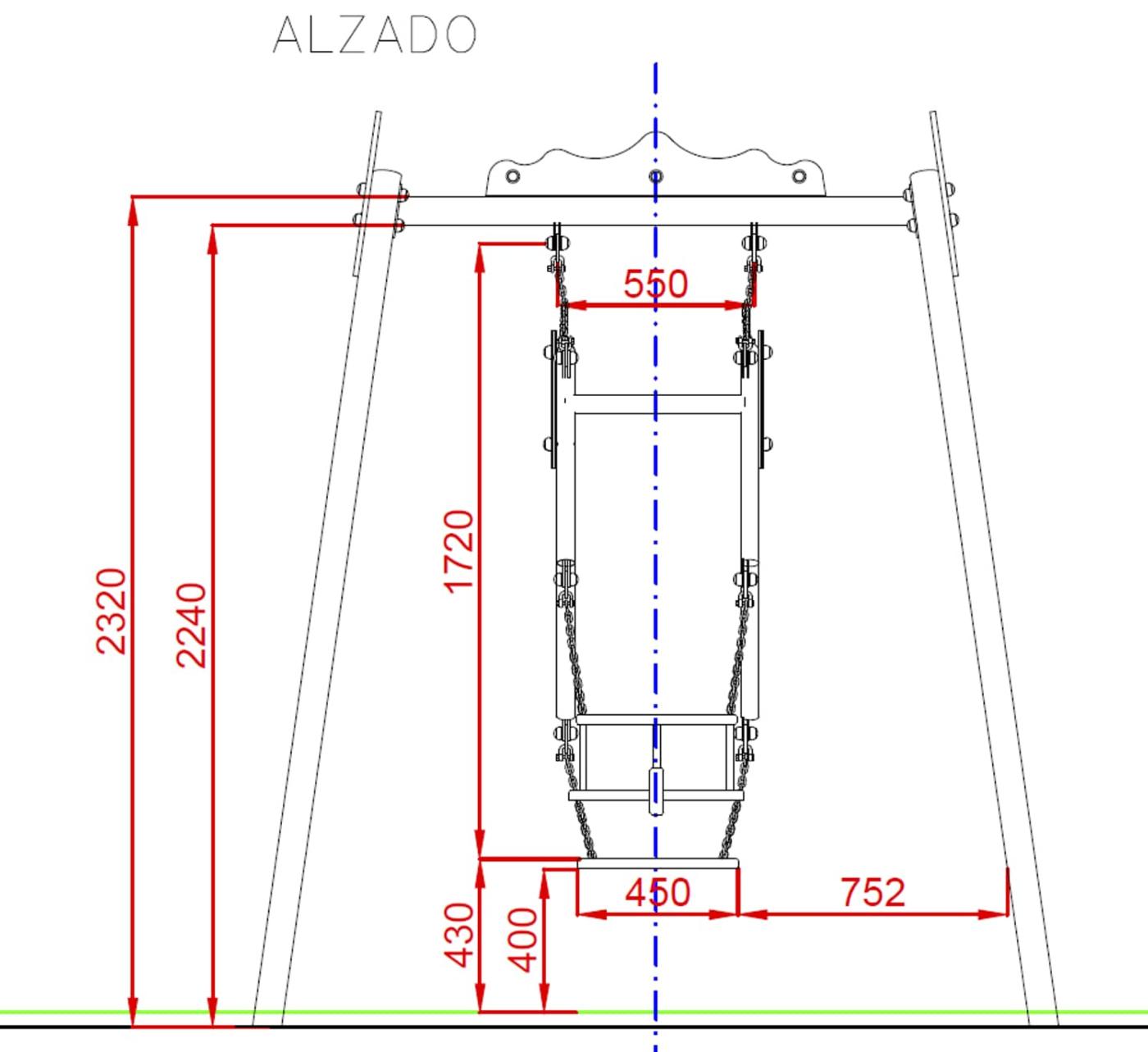 MIdes- alçat Gronxador Inox Duo Chaxi seients mixtes ús públic