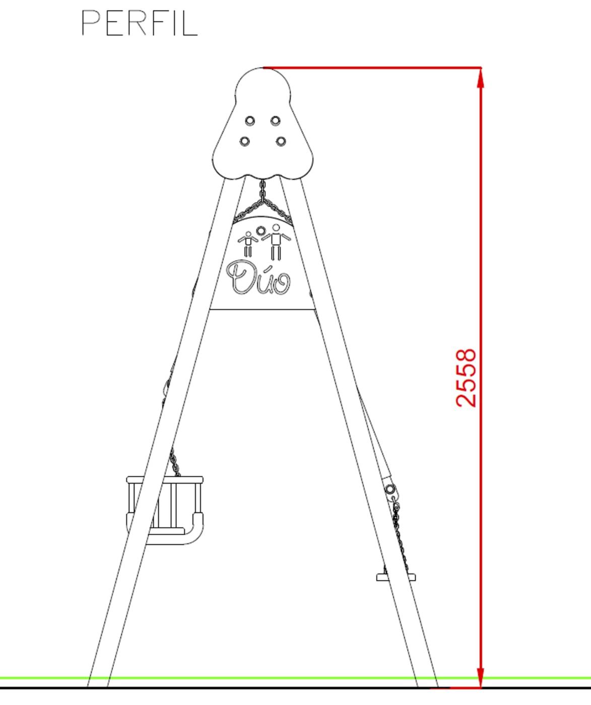 MIdes perfil Gronxador Inox Duo Chaxi seients mixtes ús públic