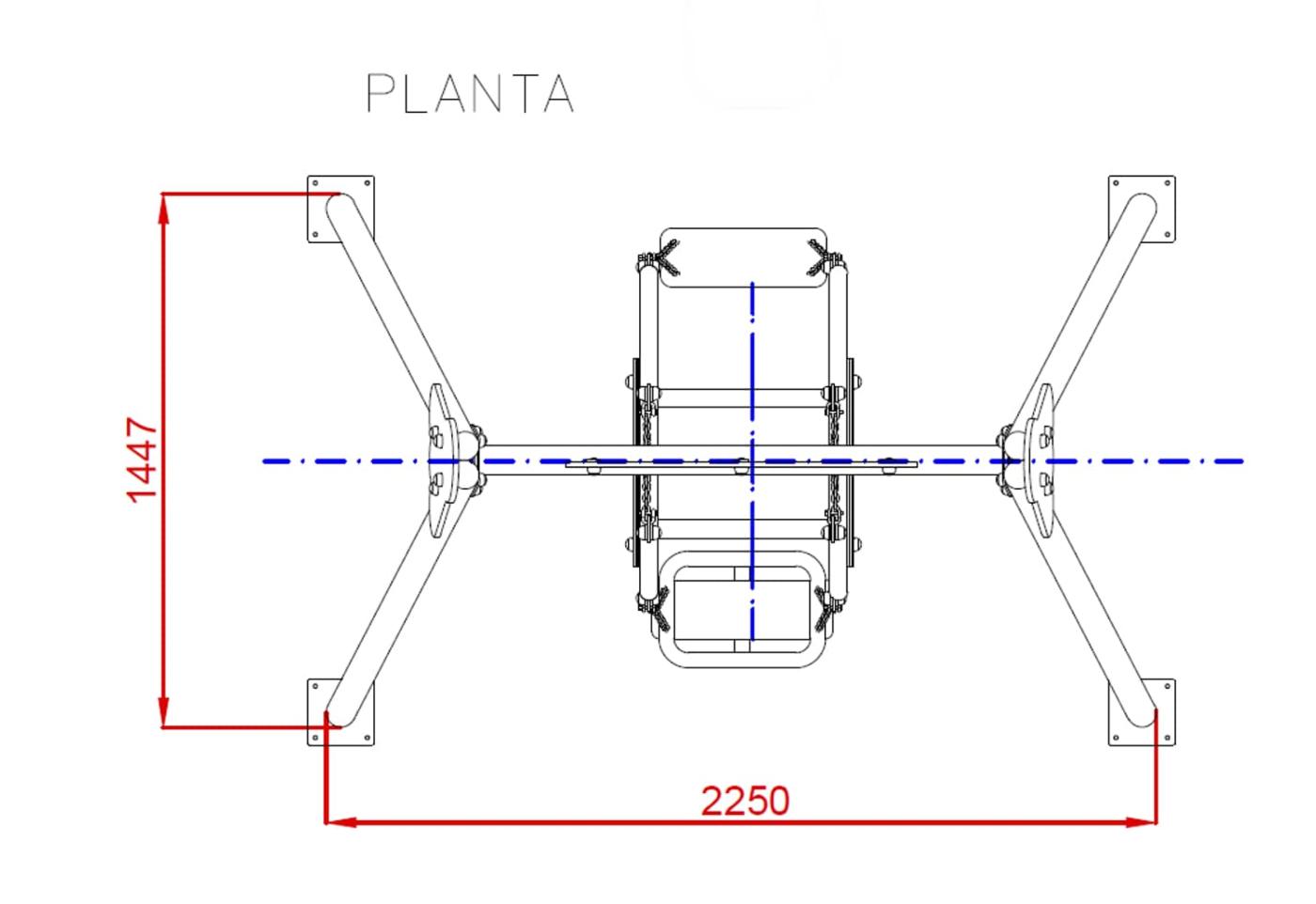 Medidas-planta-Columpio Inox Duo Chaxi asientos mixtos uso público