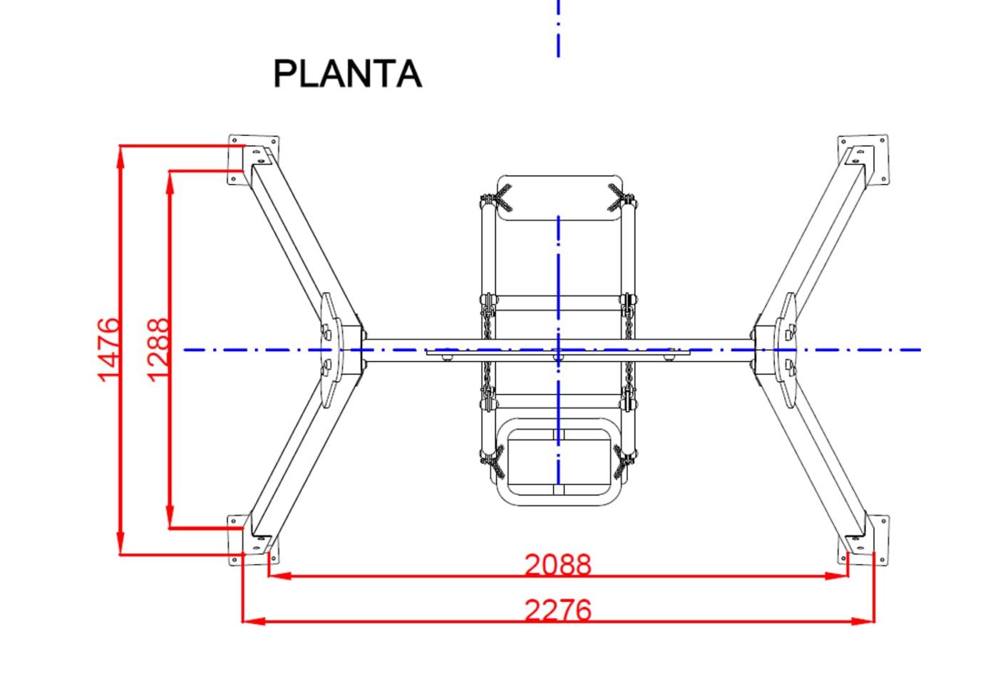 Medidas planta Columpio Duo Chaxi Asientos Mixtos uso público