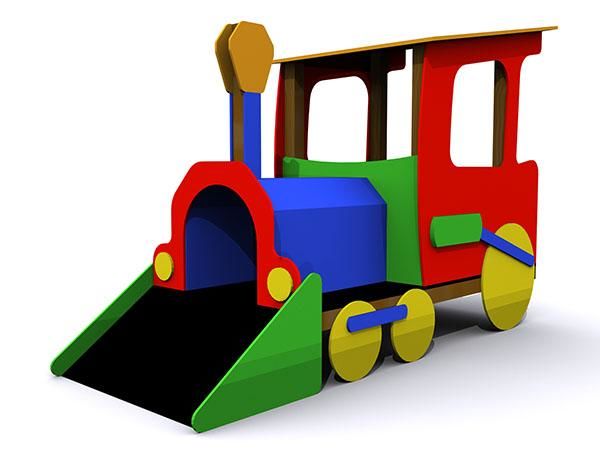 Tren infantil ideal per a parcs infantils, el tren transsiberià mòdul 1 té una rampa tobogan i cabina amb seients