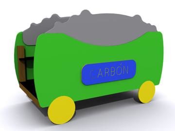 vagón del tren transiberiano de parque infantil homologado, con dos bancos en su interior