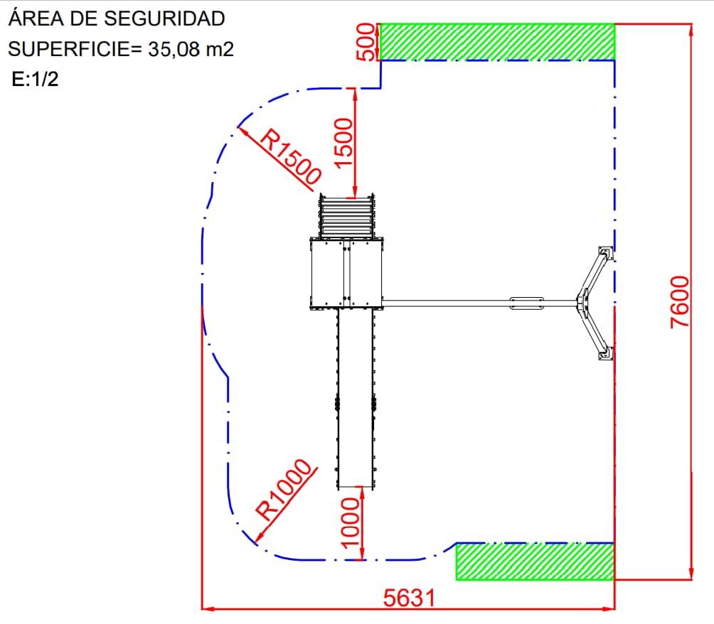 Parque infantil torre Tokio con tobogán + columpio de una plaza