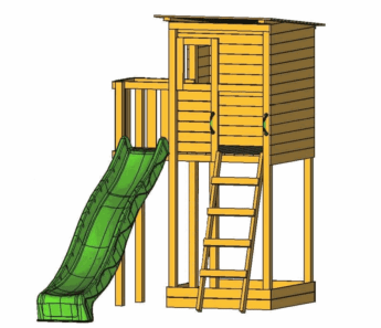 Parque infantil MASGAMES TAGA con casita de madera y tobogán