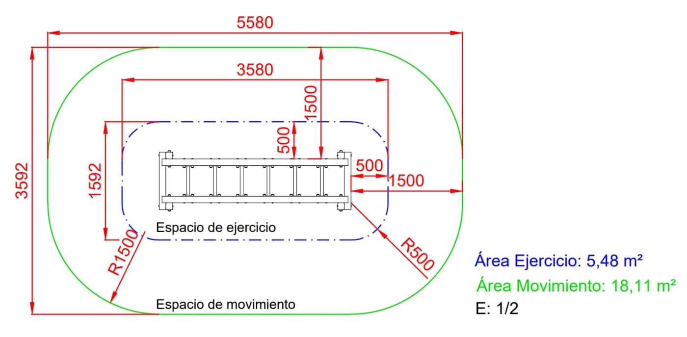 Aparato circuito educación física: Escalera horizontal para andar como un mono