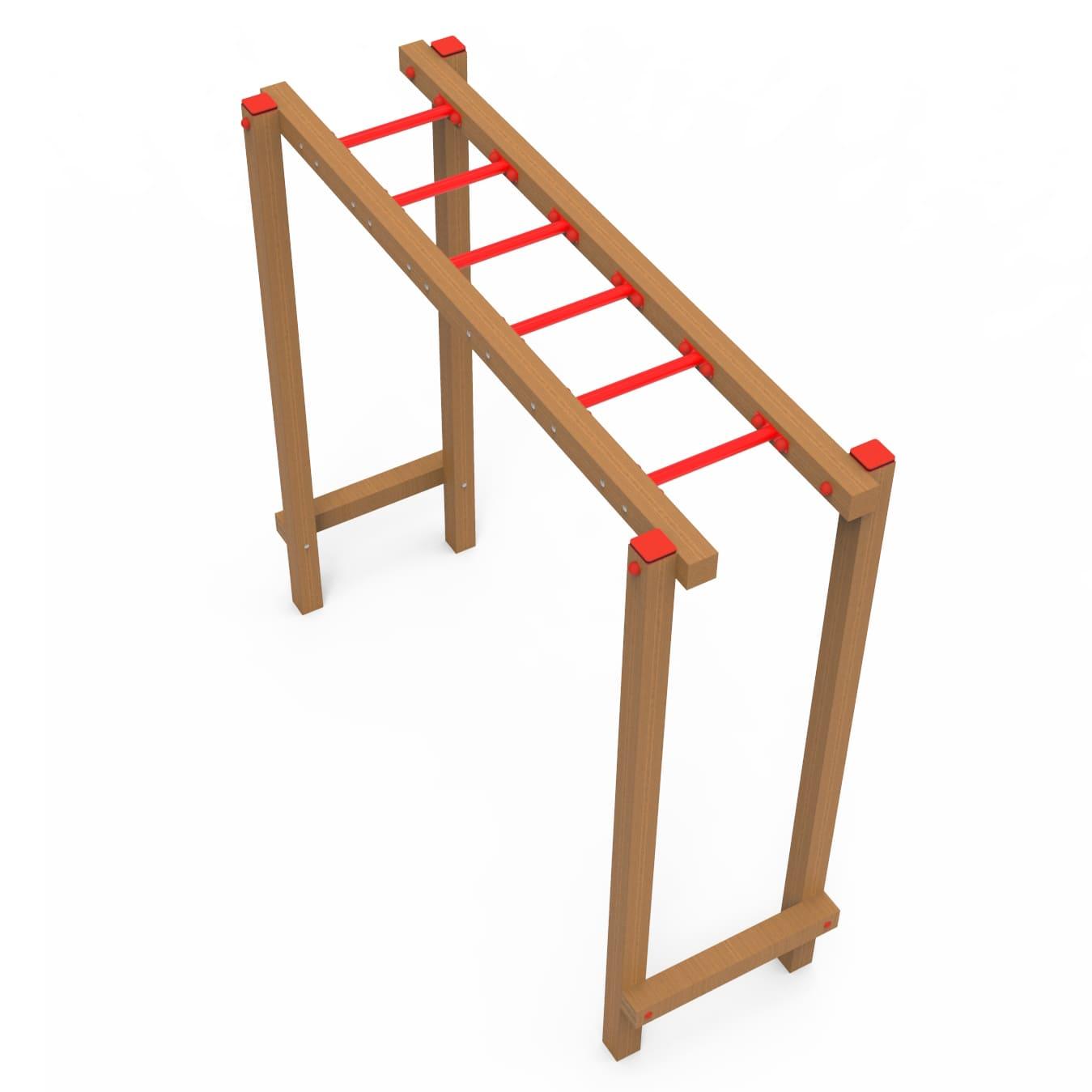 Aparelho para circuito de educação física: Escada horizontal para andar como um macaco.