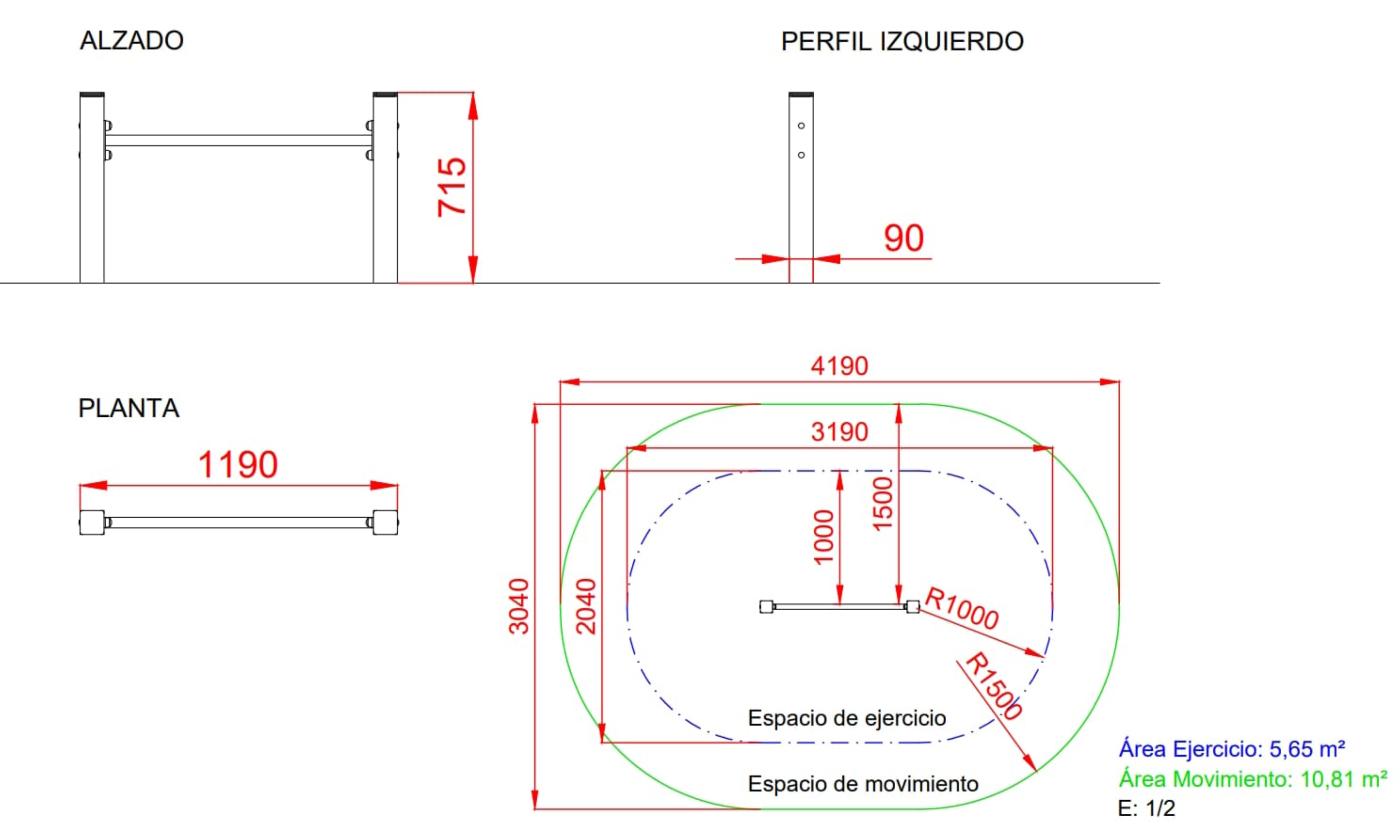 Aparelho de circuito de educação física: Barra de flexões ao ar livre