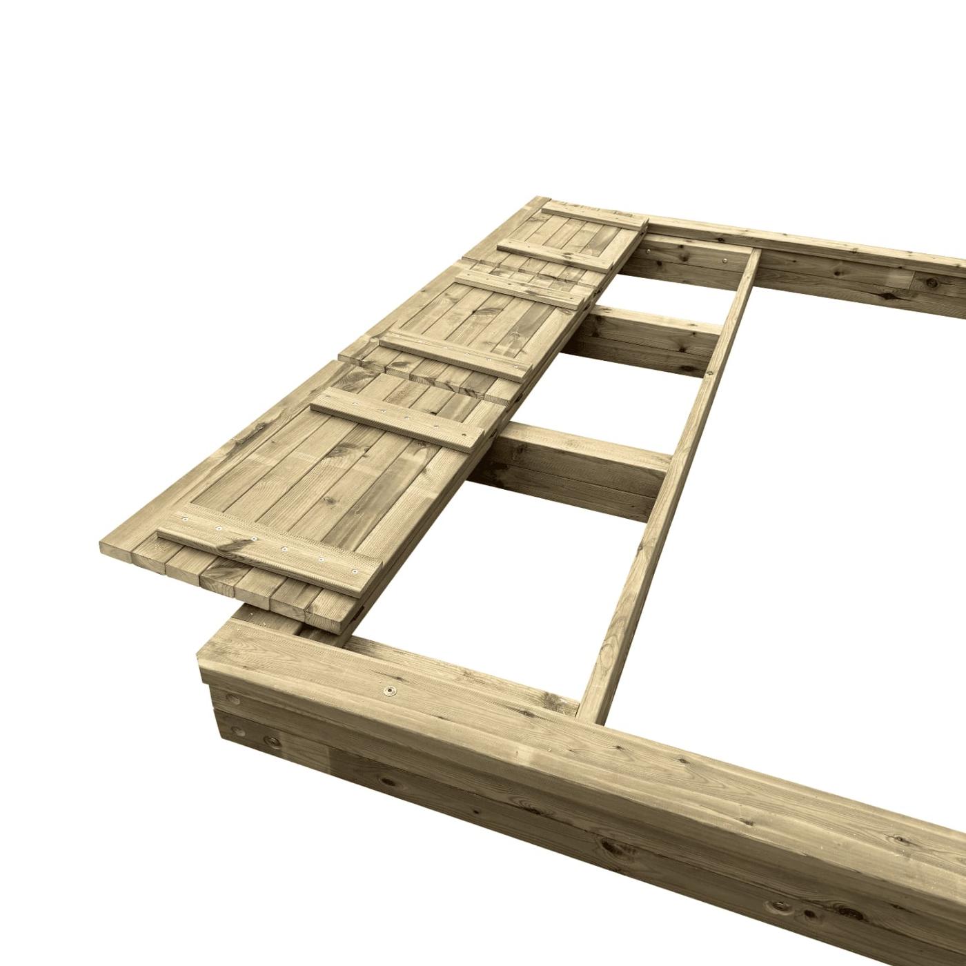 Arenero de madera con separación central y cajas de almacenaje MASGAMES Coveri con cubierta de lona fuerte