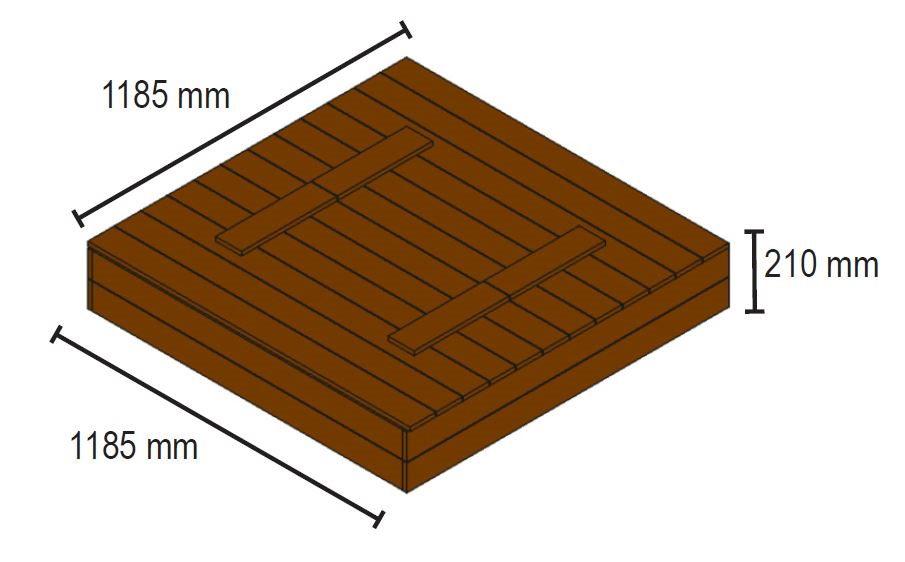Arenero de madera con cubierta plegable