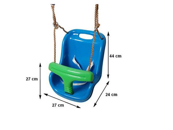cadireta de gronxador de plàstic verda i blava mides