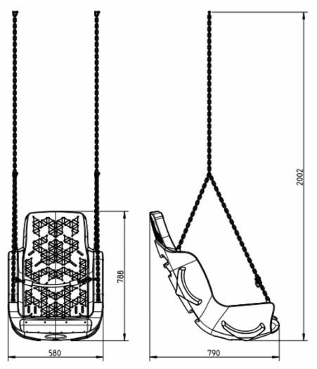 Cadireta de gronxador inclusiva amb cordes i arnès