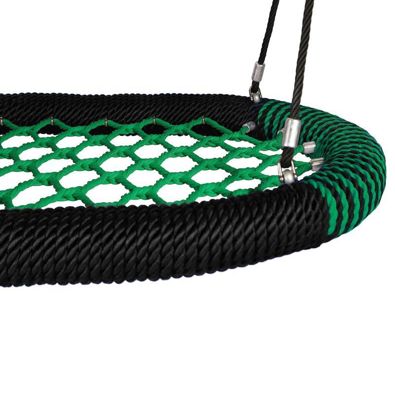 Columpio Masgames NIDO OVAL PRO acero y cuerdas uso público asiento negro y verde