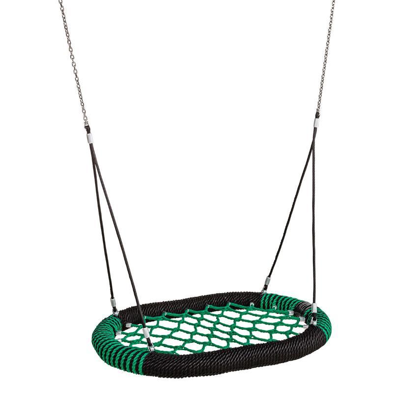 Baloiço Masgames NINHO OVAL PRO aço e cordas uso público asento ninho verde e preto