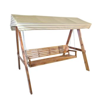 Mueble balancín de jardín de madera MASGAMES ELNA XL con techo de lona muy fuerte para exterior