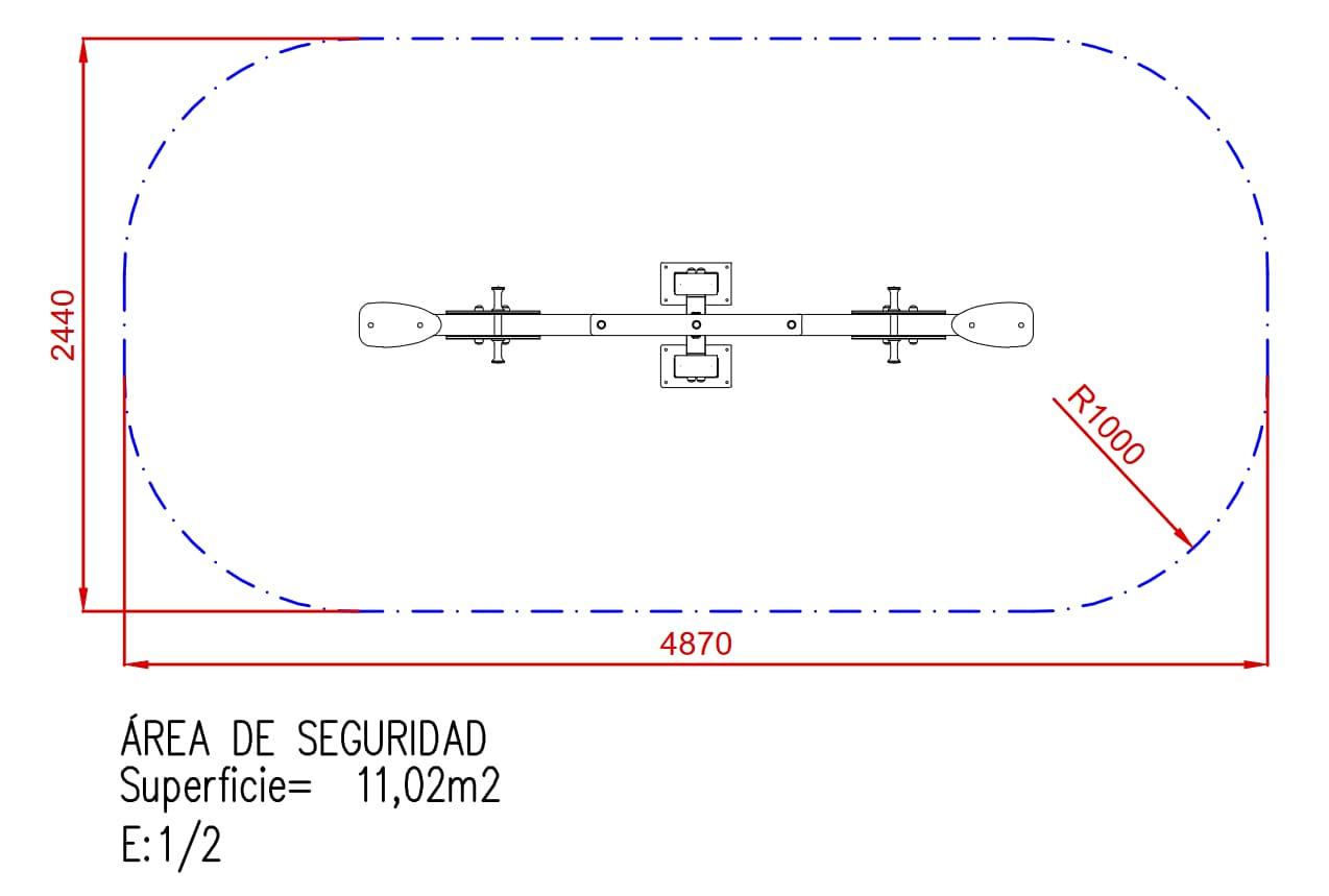 Balanço seesaw de madeira FUTEBOL uso público
