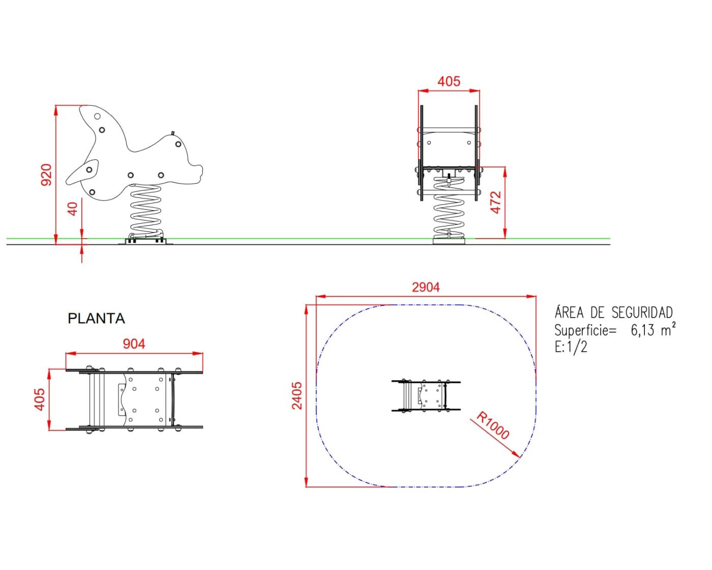 Balancín Muelle simple doble panel las focas