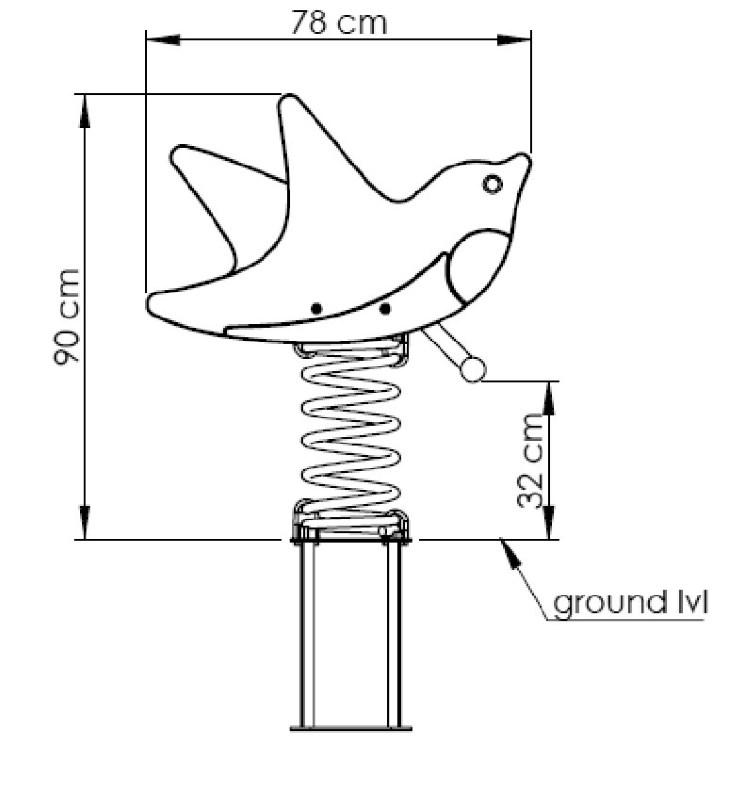 Balanço mola Masgames PINGUIM uso publico mediçoes