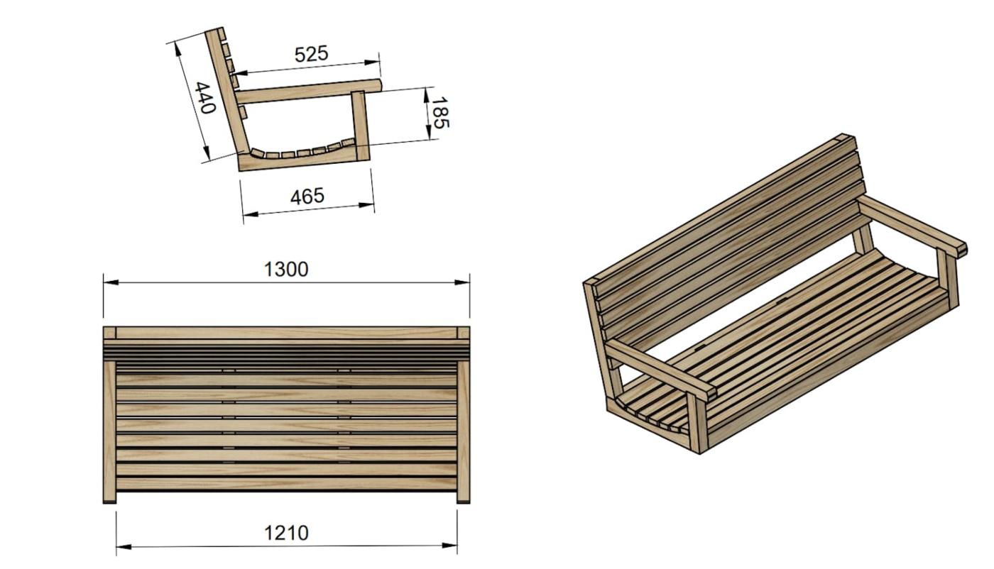 Mueble Balancín jardín de madera MASGAMES ELNA L