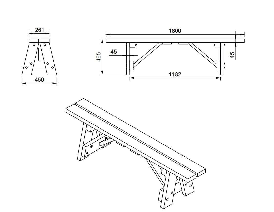 Banc de fusta per a l'exterior MASGAMES ZURIC