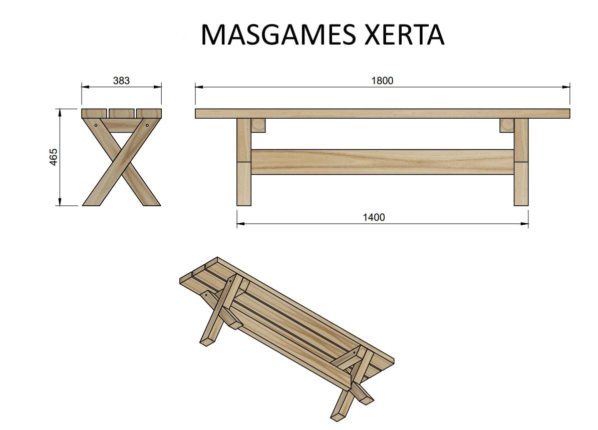 banc fusta exterior masgames xerta