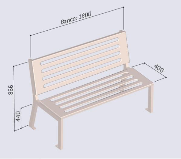 mides banc de fusta de roure silaos