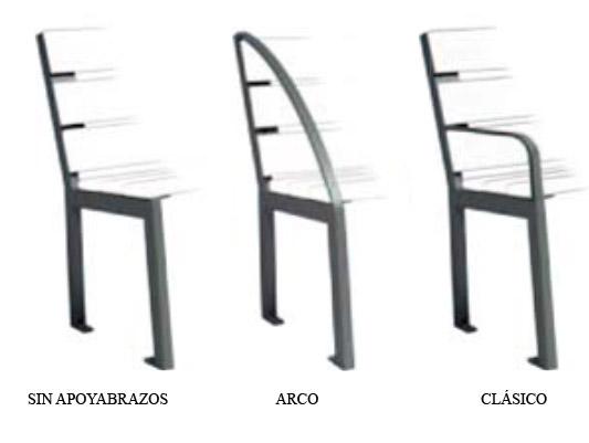 banc de fusta de roure silaos opcions recolza braços