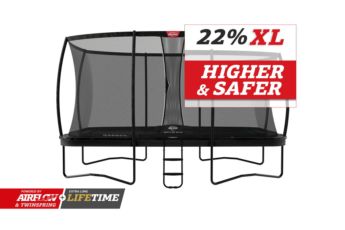Trampolim retangular BERG ULTIM ELITE 500 Black com rede Deluxe XL