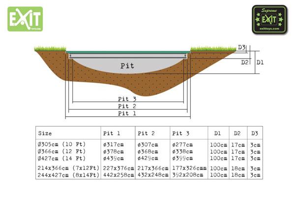Cama elástica 305 cm EXIT Supreme Ground Level