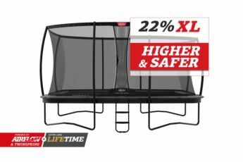 Trampolim retangular BERG ULTIM CHAMPION 410 Grey com rede Deluxe XL uso domestico