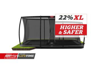 Trampolim retangular BERG FLATGROUND ULTIM ELITE 500 Grey com rede Deluxe XL