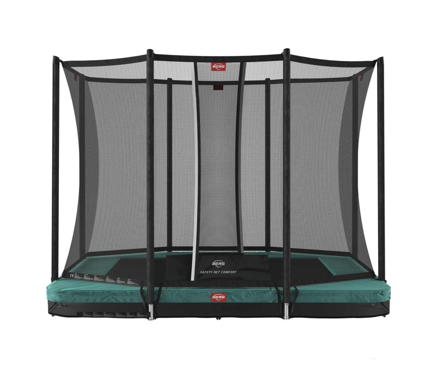 Cama elástica rectangular BERG ULTIM FAVORIT INGROUND 280 + red comfort verde para enterrar