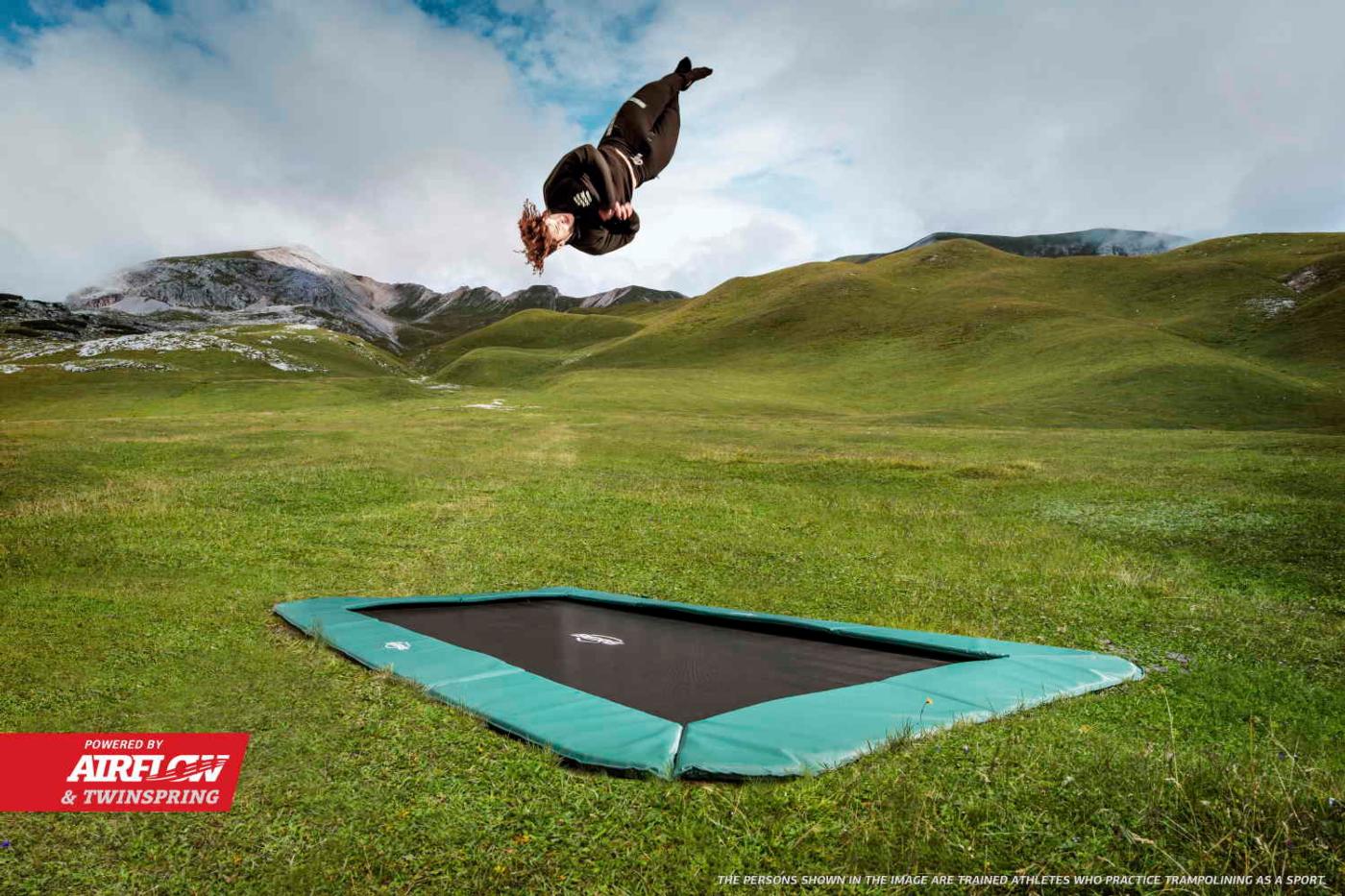 Cama elástica rectangular a nivel de suelo BERG SPORTS Ultim Champion ECO FlatGround 410