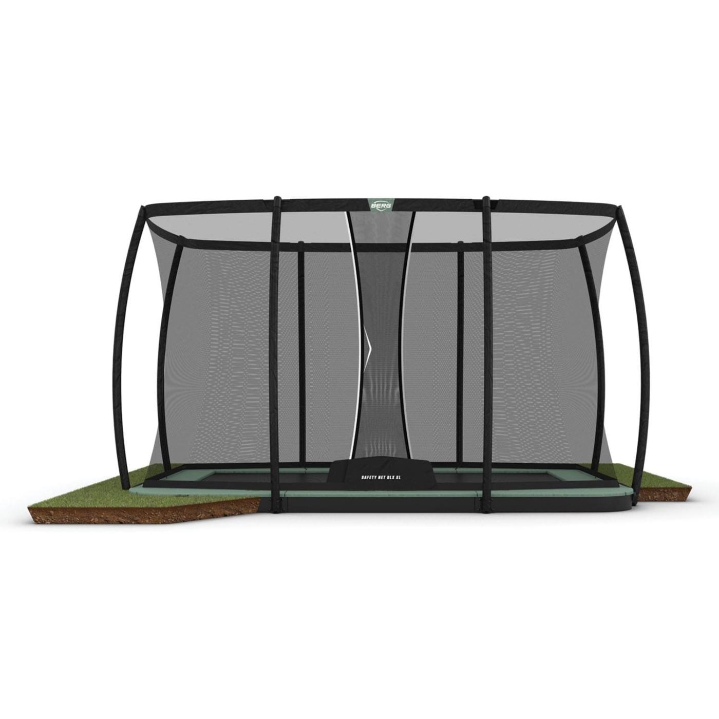 Cama elástica rectangular enterrada BERG Ultim Champion Flatground ECO 410 + Red de Seguridad DLX XL