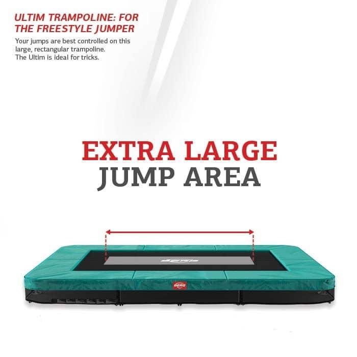 Cama elástica rectangular BERG Ultim Inground Favorit 410 con red de seguridad comfort