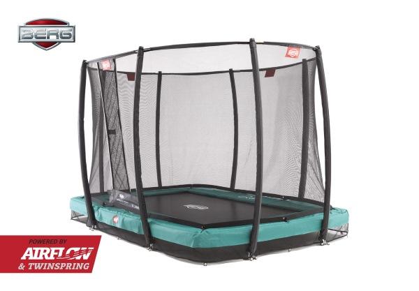 Cama elástica BERG Ultim Inground Champion Green con red Deluxe