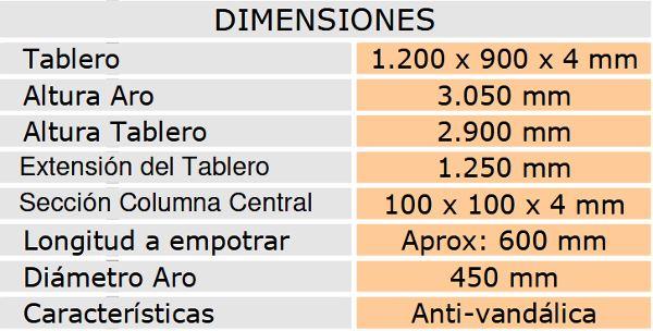 canasta baloncesto fija antivandalica