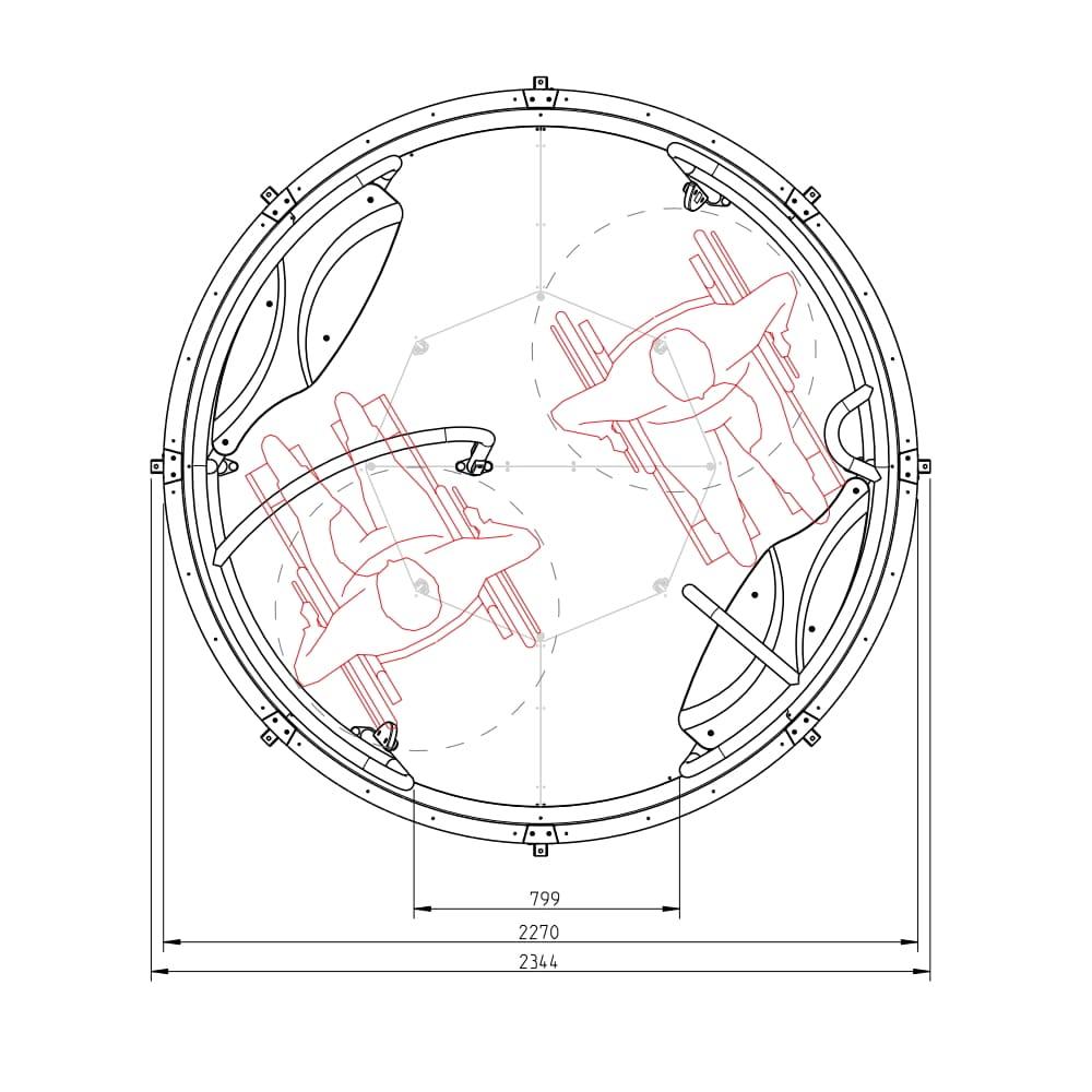 medidas Carrosel rotativo Inclusivo HELICA