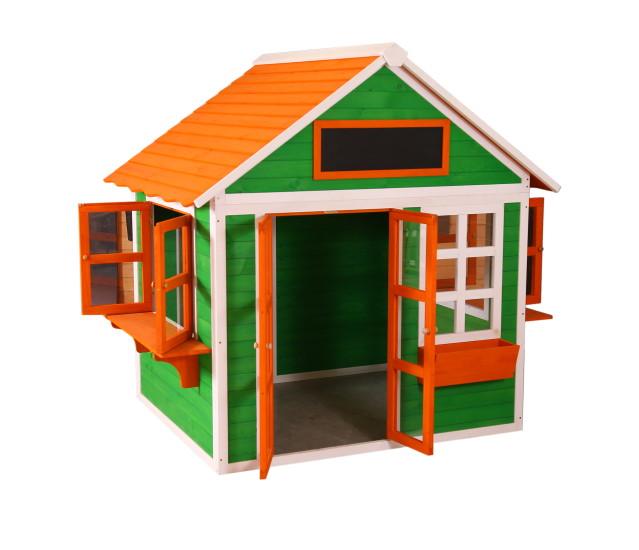 Caseta infantil de fusta Masgames FLAM porta i finestres obertes