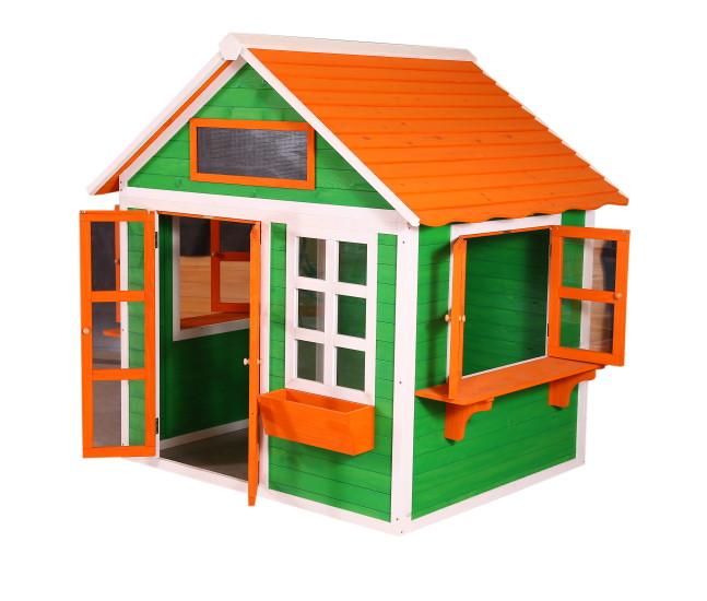 Caseta infantil de fusta Masgames FLAM porta i finestres obertes 2