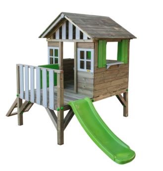 Caseta infantil de jardí elevada amb tobogan MASGAMES Lollipop verda